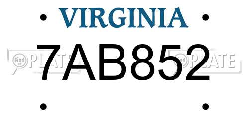 7AB852 Virginia License Plate