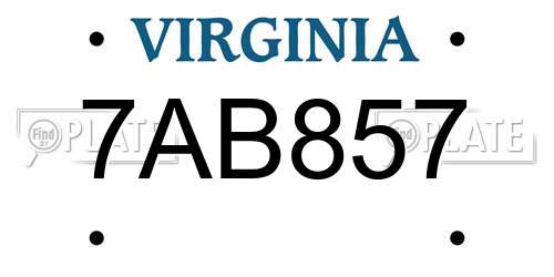 7AB857 Virginia License Plate