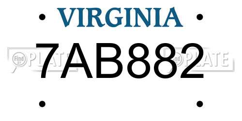 7AB882 Virginia License Plate