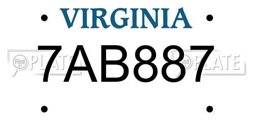 7AB887 Virginia License Plate