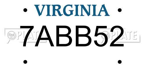 7ABB52 Virginia License Plate