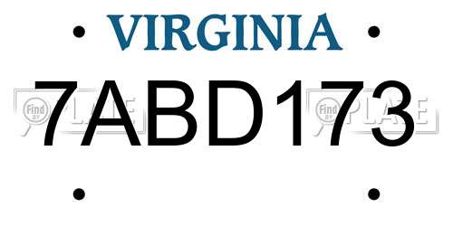7ABD173 Virginia License Plate