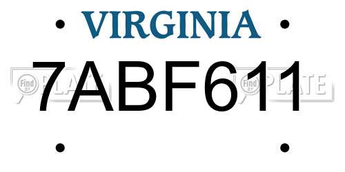 7ABF611 Virginia License Plate