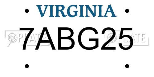 7ABG25 Virginia License Plate