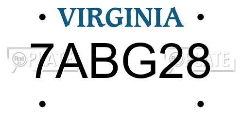 7ABG28 Virginia License Plate