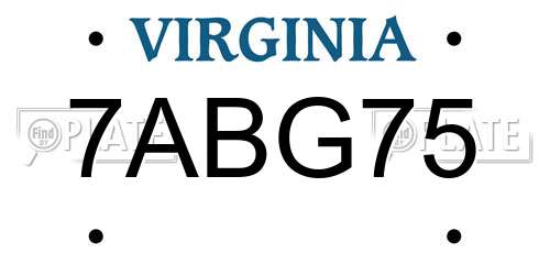 7ABG75 Virginia License Plate