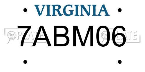7ABM06 Virginia License Plate