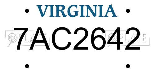 7AC2642 Virginia License Plate