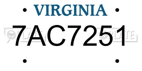 7AC7251 Virginia License Plate