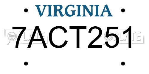 7ACT251 Virginia License Plate