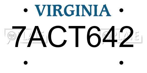 7ACT642 Virginia License Plate