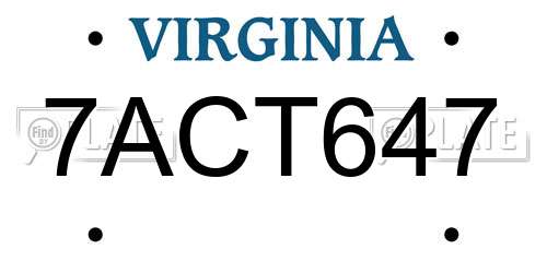 7ACT647 Virginia License Plate