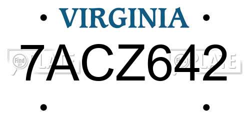 7ACZ642 Virginia License Plate