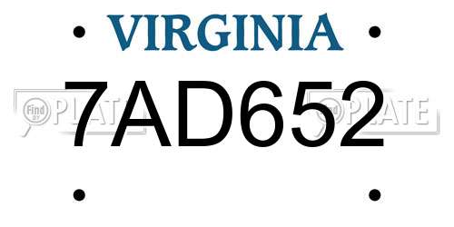 7AD652 Virginia License Plate
