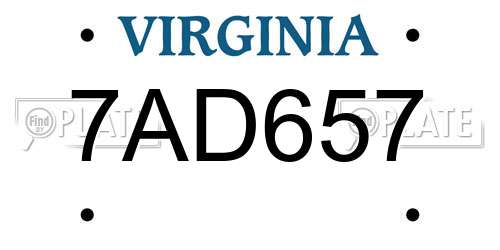7AD657 Virginia License Plate