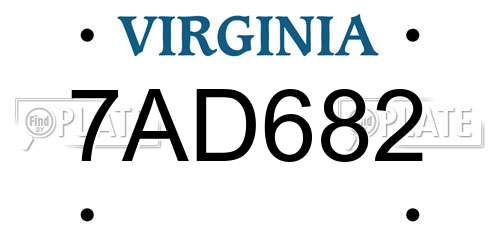 7AD682 Virginia License Plate