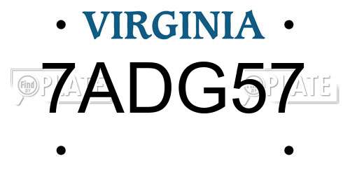 7ADG57 Virginia License Plate