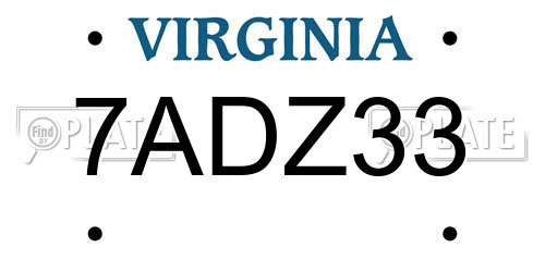 7ADZ33 Virginia License Plate