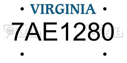 7AE1280 Virginia License Plate