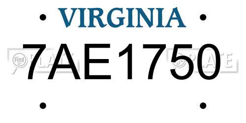 7AE1750 Virginia License Plate