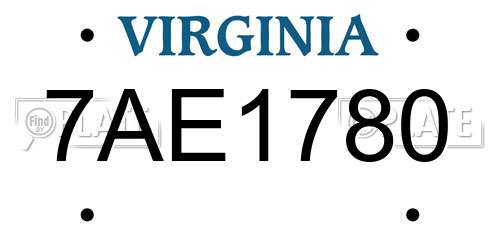 7AE1780 Virginia License Plate