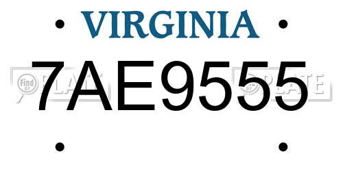 7AE9555 Virginia License Plate