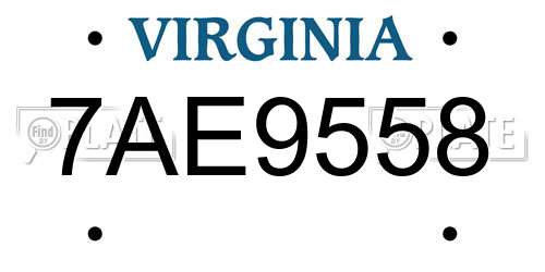 7AE9558 Virginia License Plate