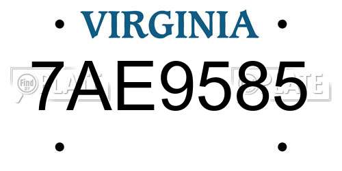 7AE9585 Virginia License Plate