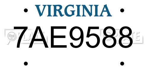 7AE9588 Virginia License Plate