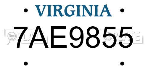 7AE9855 Virginia License Plate
