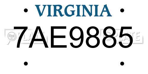 7AE9885 Virginia License Plate