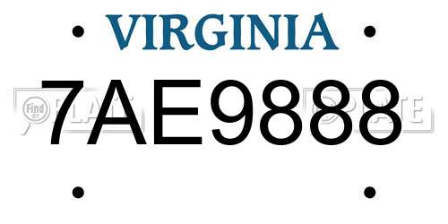 7AE9888 Virginia License Plate