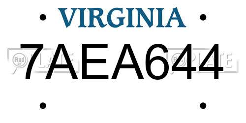 7AEA644 Virginia License Plate