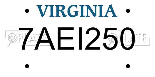 7AEI250 Virginia License Plate