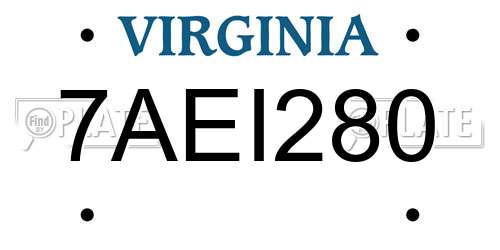 7AEI280 Virginia License Plate