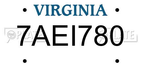 7AEI780 Virginia License Plate