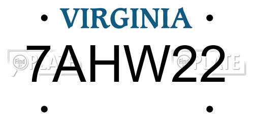 7AHW22 Virginia License Plate