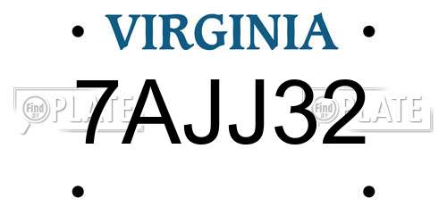 7AJJ32 Virginia License Plate
