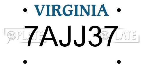 7AJJ37 Virginia License Plate