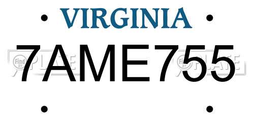 7AME755 Virginia License Plate