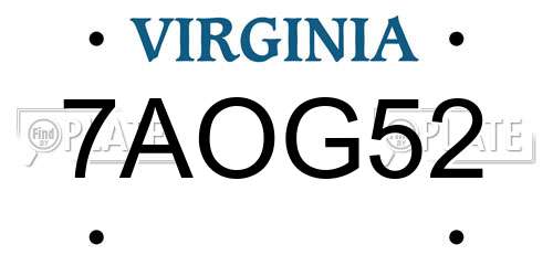 7AOG52 Virginia License Plate