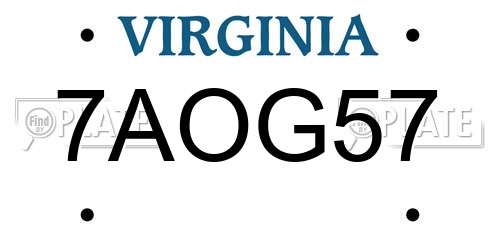 7AOG57 Virginia License Plate