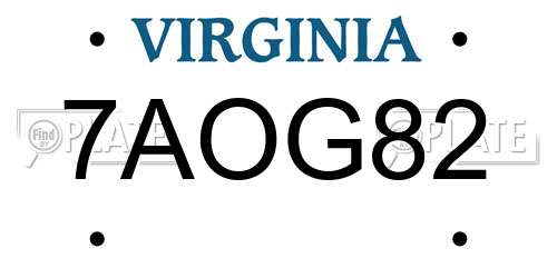 7AOG82 Virginia License Plate