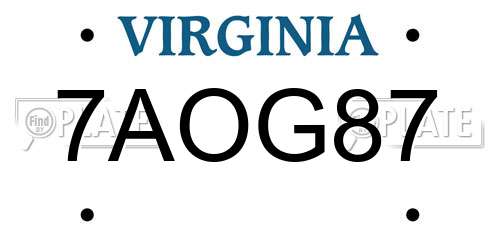 7AOG87 Virginia License Plate