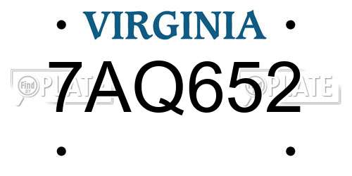 7AQ652 Virginia License Plate