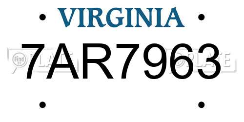 7AR7963 Virginia License Plate