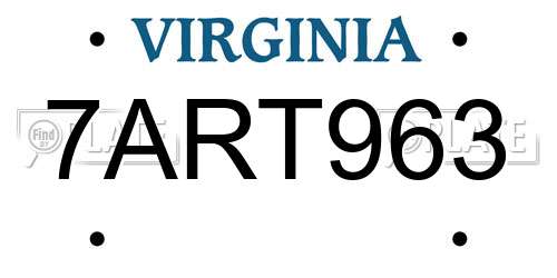 7ART963 Virginia License Plate