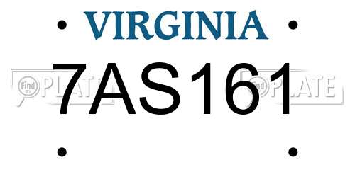 7AS161 Virginia License Plate