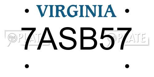 7ASB57 Virginia License Plate