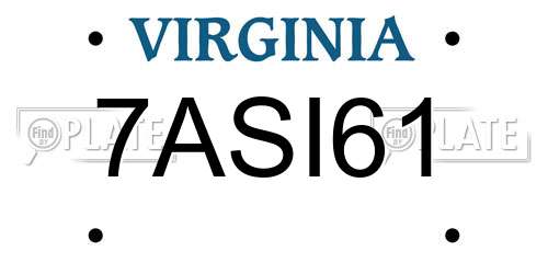 7ASI61 Virginia License Plate